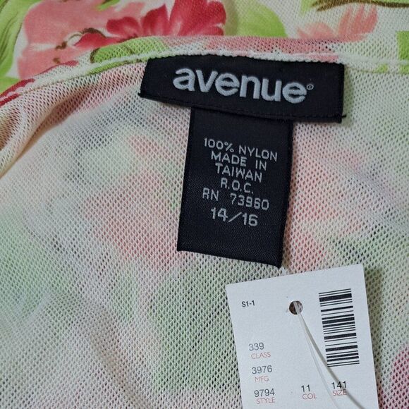 Avenue Women's 3/4 Sleeve Floral Multi Color Mesh Top Blouse 14-16 - Picture 8 of 8